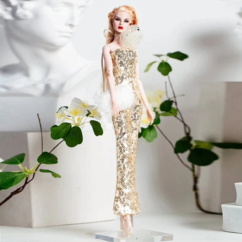 Europäische Mode Schwarz Spitze Goldene Kleid Set für 30cm 1/6 Anime BJD Puppe Kleidung Zubehör Mädchen DIY Spielzeug Geburtstag Geschenke
