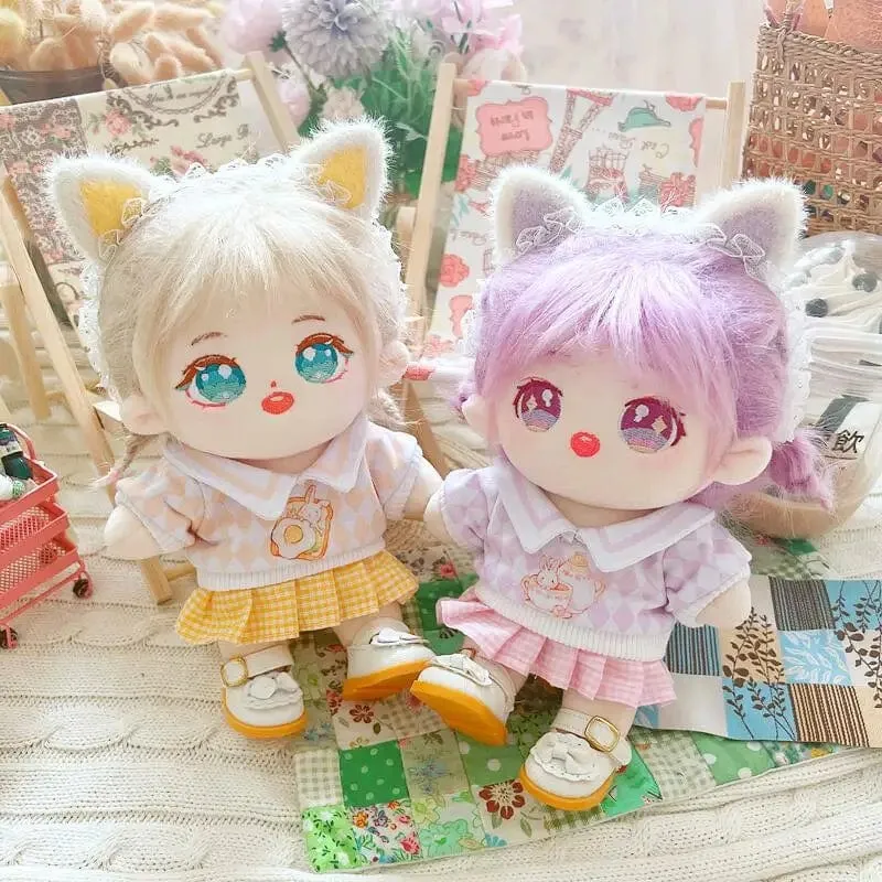 20 cm IDol Puppenskelett Keine Attribute Stern Plüsch Baumwollpuppen Süße lange gebratene Haare Lockiges Haar Spielzeug Fans Sammlung Kinder Geschenk