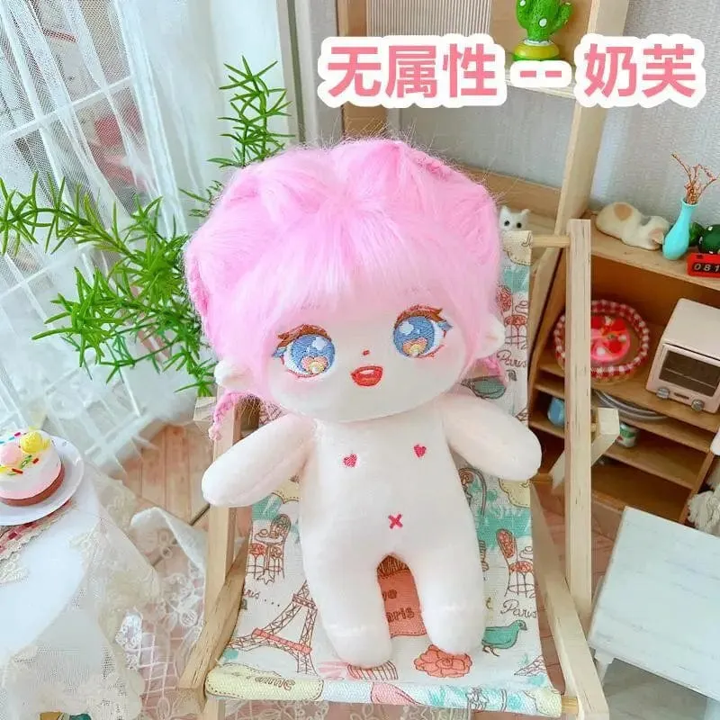 20 cm IDol Puppenskelett Keine Attribute Stern Plüsch Baumwollpuppen Süße lange gebratene Haare Lockiges Haar Spielzeug Fans Sammlung Kinder Geschenk