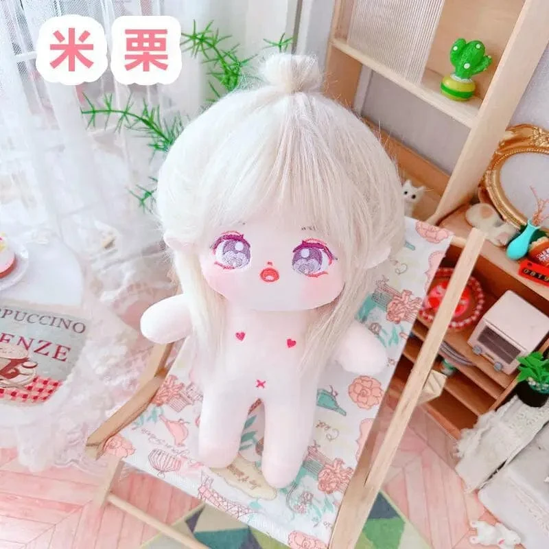 20 cm IDol Puppenskelett Keine Attribute Stern Plüsch Baumwollpuppen Süße lange gebratene Haare Lockiges Haar Spielzeug Fans Sammlung Kinder Geschenk