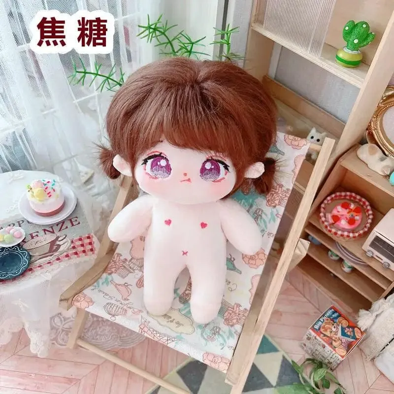20 cm IDol Puppenskelett Keine Attribute Stern Plüsch Baumwollpuppen Süße lange gebratene Haare Lockiges Haar Spielzeug Fans Sammlung Kinder Geschenk