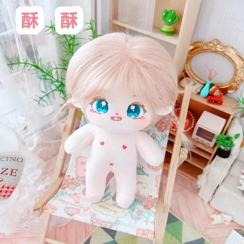 20 cm IDol Puppenskelett Keine Attribute Stern Plüsch Baumwollpuppen Süße lange gebratene Haare Lockiges Haar Spielzeug Fans Sammlung Kinder Geschenk