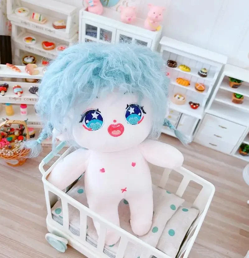 20 cm IDol Puppenskelett Keine Attribute Stern Plüsch Baumwollpuppen Süße lange gebratene Haare Lockiges Haar Spielzeug Fans Sammlung Kinder Geschenk