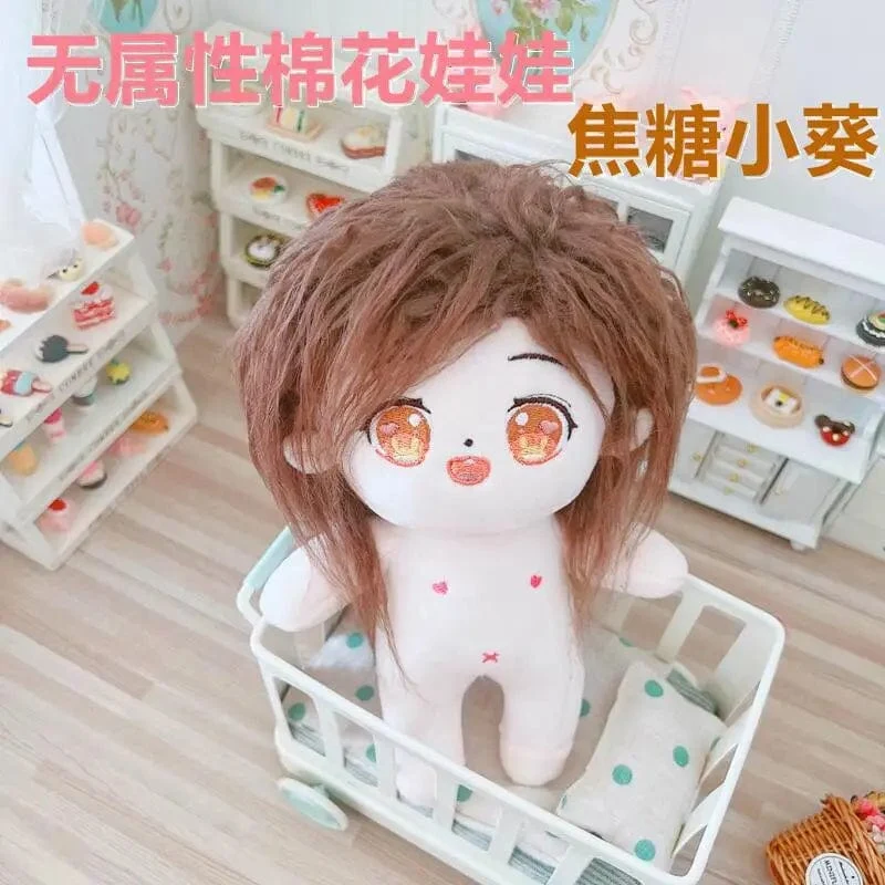 20 cm IDol Puppenskelett Keine Attribute Stern Plüsch Baumwollpuppen Süße lange gebratene Haare Lockiges Haar Spielzeug Fans Sammlung Kinder Geschenk