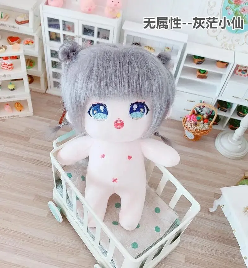20 cm IDol Puppenskelett Keine Attribute Stern Plüsch Baumwollpuppen Süße lange gebratene Haare Lockiges Haar Spielzeug Fans Sammlung Kinder Geschenk
