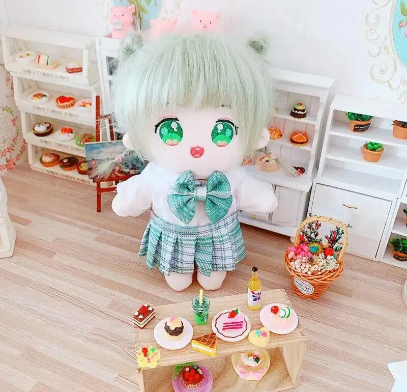 20 cm IDol Puppenskelett Keine Attribute Stern Plüsch Baumwollpuppen Süße lange gebratene Haare Lockiges Haar Spielzeug Fans Sammlung Kinder Geschenk