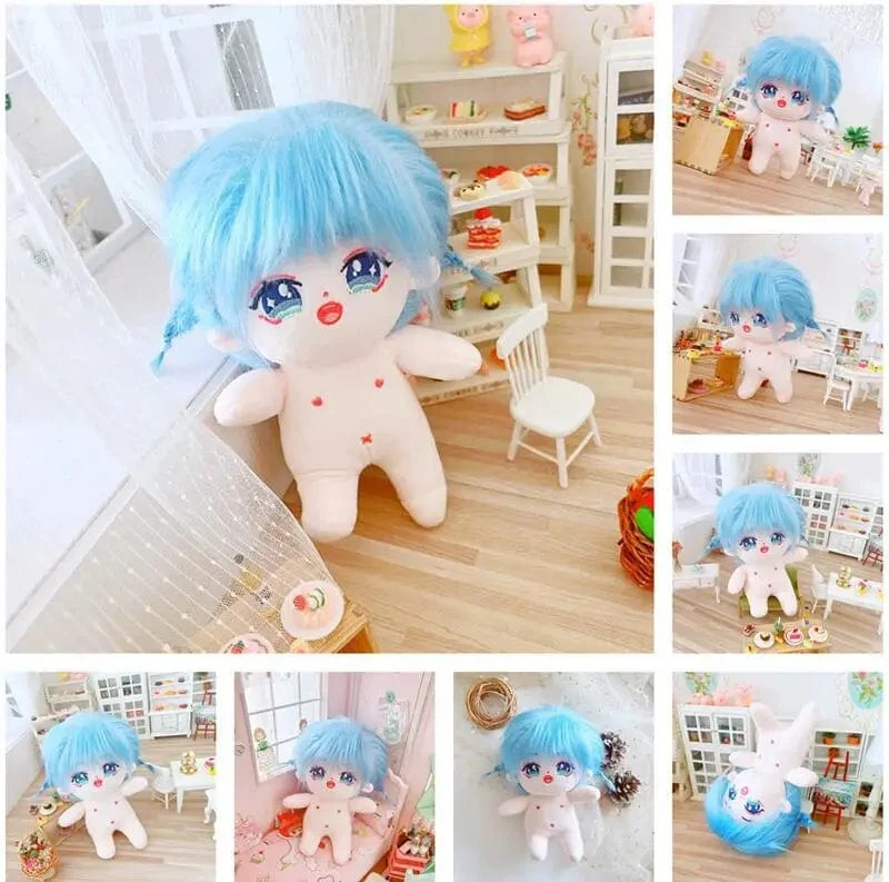 20 cm IDol Puppenskelett Keine Attribute Stern Plüsch Baumwollpuppen Süße lange gebratene Haare Lockiges Haar Spielzeug Fans Sammlung Kinder Geschenk