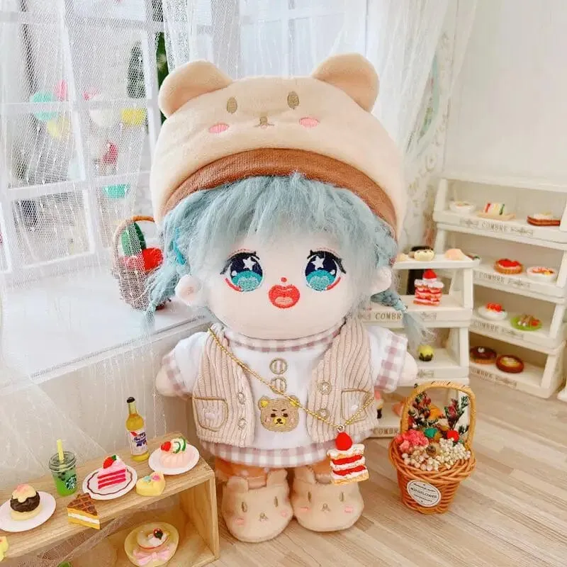 20 cm IDol Puppenskelett Keine Attribute Stern Plüsch Baumwollpuppen Süße lange gebratene Haare Lockiges Haar Spielzeug Fans Sammlung Kinder Geschenk