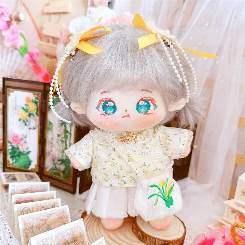 20 cm IDol Puppenskelett Keine Attribute Stern Plüsch Baumwollpuppen Süße lange gebratene Haare Lockiges Haar Spielzeug Fans Sammlung Kinder Geschenk
