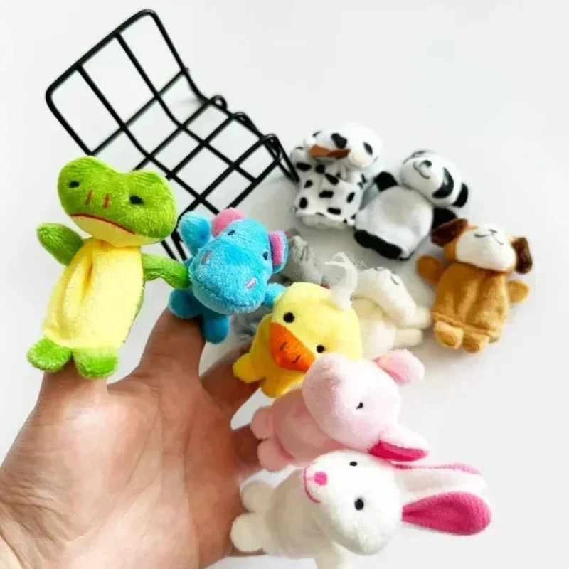 1/5/10 stücke Cartoon Biologische Tier Fingerpuppe Storytelling Handpuppe Plüsch Spielzeug Baby Favor Puppen Lustige Kinder Weihnachten Geschenk