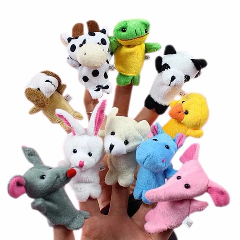 1/5/10 stücke Cartoon Biologische Tier Fingerpuppe Storytelling Handpuppe Plüsch Spielzeug Baby Favor Puppen Lustige Kinder Weihnachten Geschenk