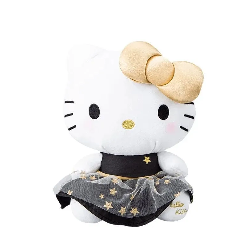 25CM Neues Sanrio Kawaii Black Gold Series Plüsch Stofftier Weiches Kissen Süßes Kuromi Hello Kitty Geburtstagsgeschenk Kinderspielzeug
