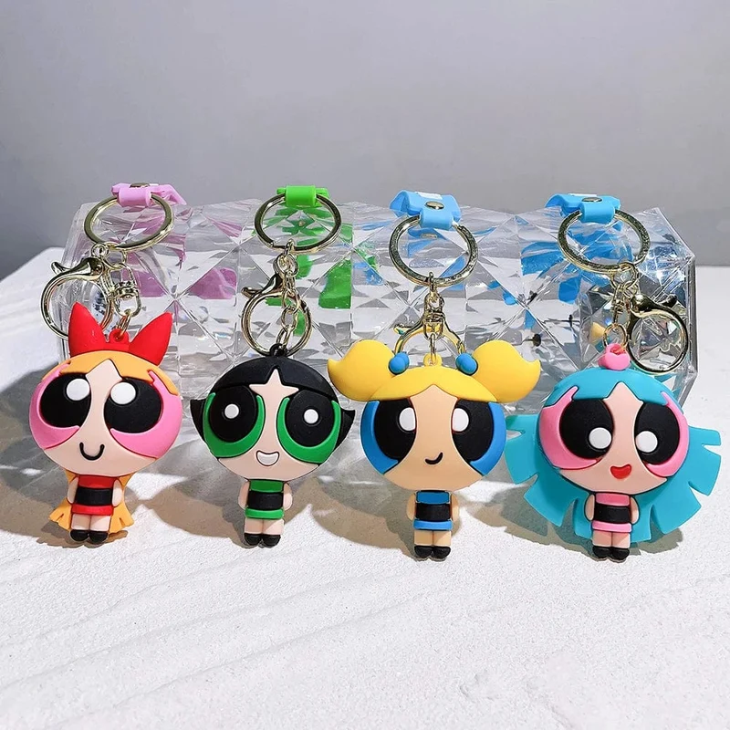 Die Powerpuff Girls Zeichentrickfigur Schlüsselanhänger Süße Puppe Puppe Mädchen Auto Schlüsselanhänger Schultasche Anhänger Spielzeug Geschenk Senden Sie Freunde