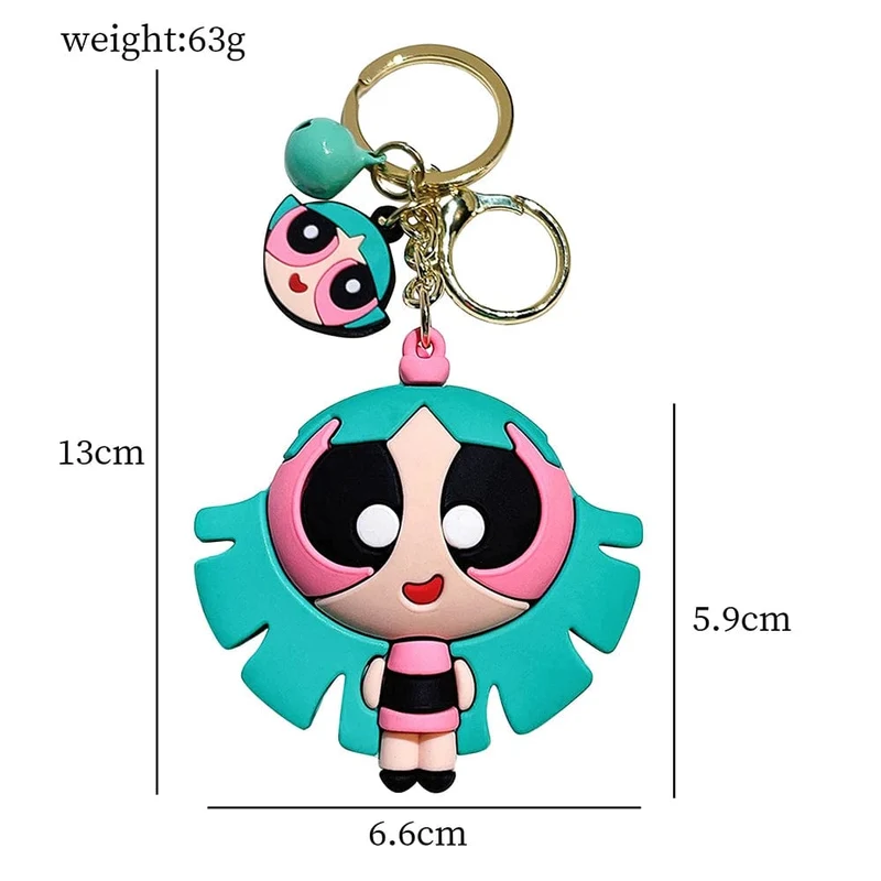 Die Powerpuff Girls Zeichentrickfigur Schlüsselanhänger Süße Puppe Puppe Mädchen Auto Schlüsselanhänger Schultasche Anhänger Spielzeug Geschenk Senden Sie Freunde