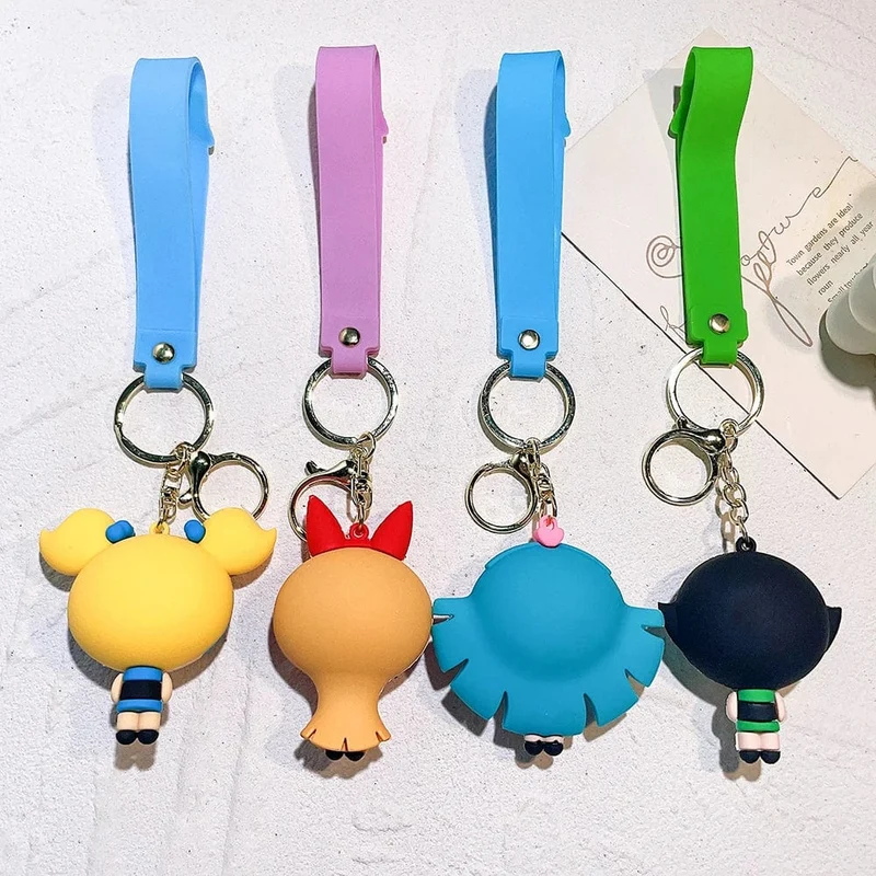 Die Powerpuff Girls Zeichentrickfigur Schlüsselanhänger Süße Puppe Puppe Mädchen Auto Schlüsselanhänger Schultasche Anhänger Spielzeug Geschenk Senden Sie Freunde