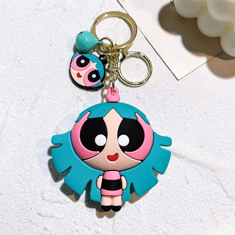 Die Powerpuff Girls Zeichentrickfigur Schlüsselanhänger Süße Puppe Puppe Mädchen Auto Schlüsselanhänger Schultasche Anhänger Spielzeug Geschenk Senden Sie Freunde