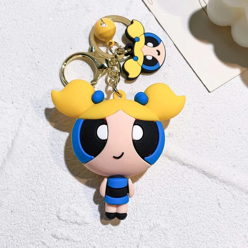Die Powerpuff Girls Zeichentrickfigur Schlüsselanhänger Süße Puppe Puppe Mädchen Auto Schlüsselanhänger Schultasche Anhänger Spielzeug Geschenk Senden Sie Freunde