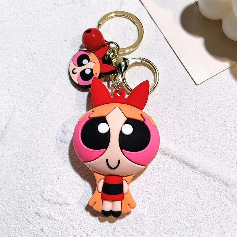 Die Powerpuff Girls Zeichentrickfigur Schlüsselanhänger Süße Puppe Puppe Mädchen Auto Schlüsselanhänger Schultasche Anhänger Spielzeug Geschenk Senden Sie Freunde