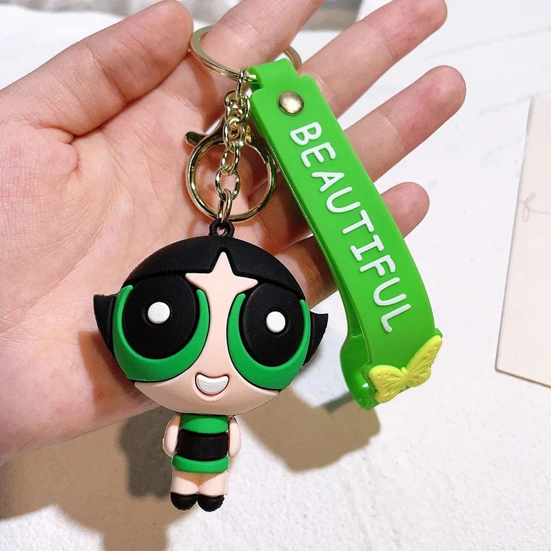 Die Powerpuff Girls Zeichentrickfigur Schlüsselanhänger Süße Puppe Puppe Mädchen Auto Schlüsselanhänger Schultasche Anhänger Spielzeug Geschenk Senden Sie Freunde
