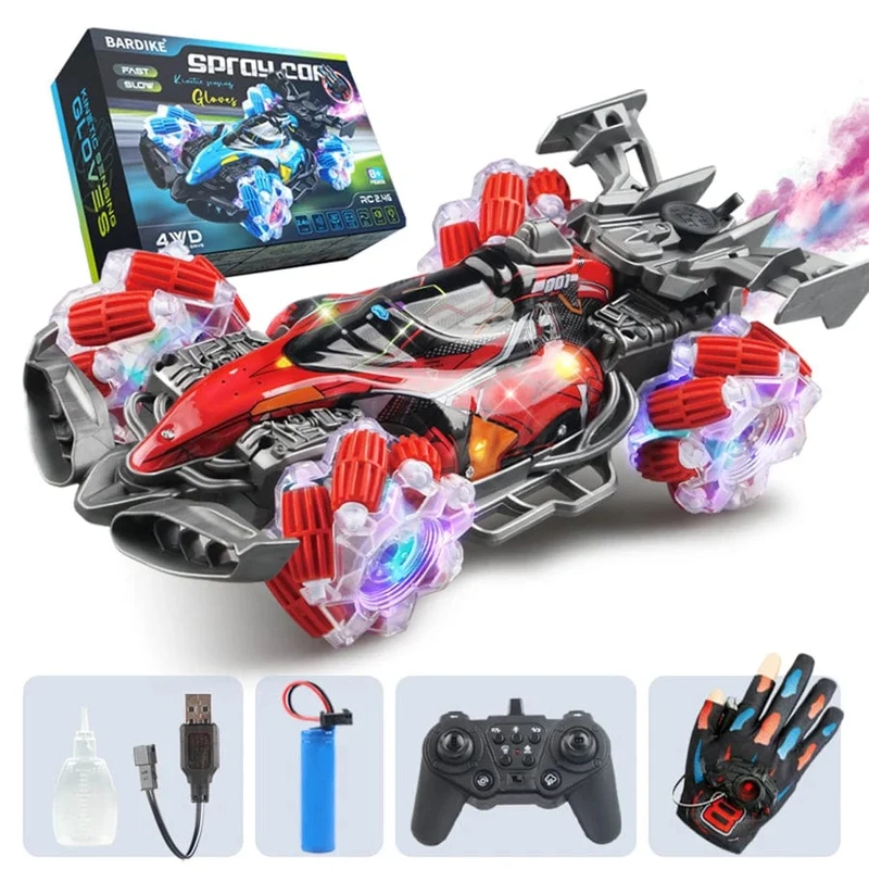 Bunte Lichter sprühen Stunt-Rennen 4WD Verschiebung 2.4G drahtlose Geste Induktion Rennrennen Fernbedienung Spielzeugauto