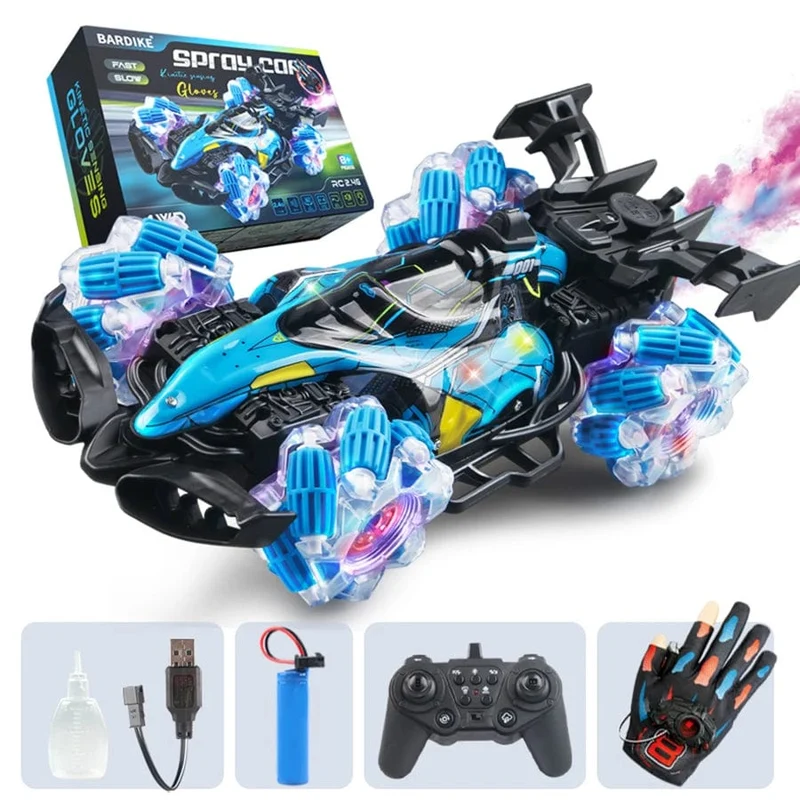 Bunte Lichter sprühen Stunt-Rennen 4WD Verschiebung 2.4G drahtlose Geste Induktion Rennrennen Fernbedienung Spielzeugauto