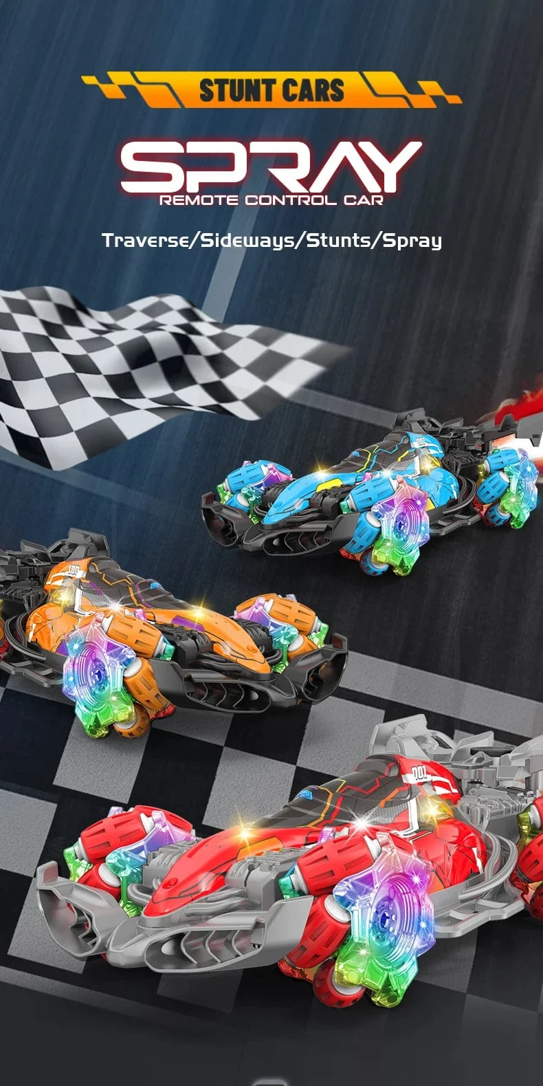 Bunte Lichter sprühen Stunt-Rennen 4WD Verschiebung 2.4G drahtlose Geste Induktion Rennrennen Fernbedienung Spielzeugauto