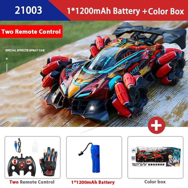 WLtoys F1 RC Drift-Auto mit Musik, LED-Leuchten, 2.4 G Handschuhgeste, Funkfernbedienung, Spray-Stunt-Autos, 4WD, elektrisches Kinderspielzeug