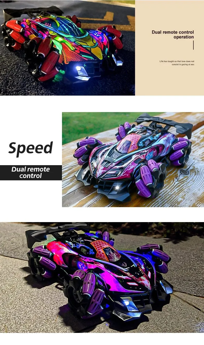 WLtoys F1 RC Drift-Auto mit Musik, LED-Leuchten, 2.4 G Handschuhgeste, Funkfernbedienung, Spray-Stunt-Autos, 4WD, elektrisches Kinderspielzeug