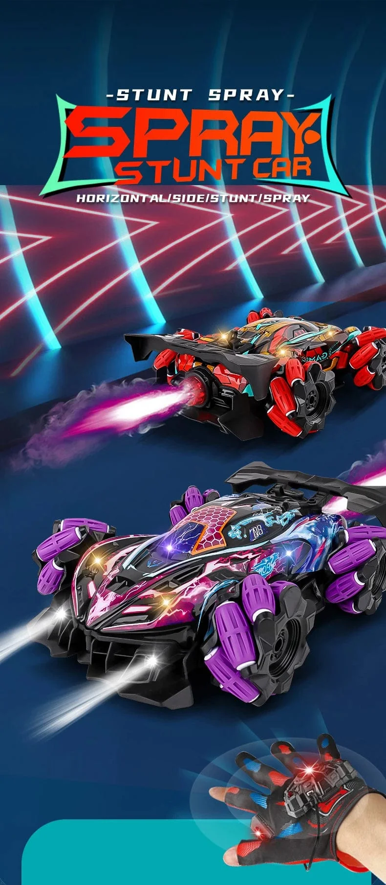 WLtoys F1 RC Drift-Auto mit Musik, LED-Leuchten, 2.4 G Handschuhgeste, Funkfernbedienung, Spray-Stunt-Autos, 4WD, elektrisches Kinderspielzeug