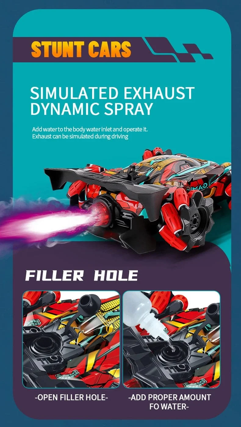 WLtoys F1 RC Drift-Auto mit Musik, LED-Leuchten, 2.4 G Handschuhgeste, Funkfernbedienung, Spray-Stunt-Autos, 4WD, elektrisches Kinderspielzeug
