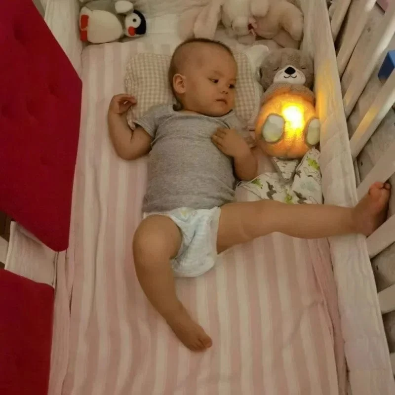 Beruhigende Tiere für Babys, Plüschspielzeug, atmender Bär, schlafender Begleiter, Ton und Licht, ausgestopfter Otter, Puppe, Geburtstagsgeschenk