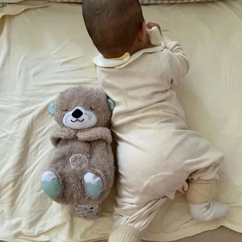 Beruhigende Tiere für Babys, Plüschspielzeug, atmender Bär, schlafender Begleiter, Ton und Licht, ausgestopfter Otter, Puppe, Geburtstagsgeschenk
