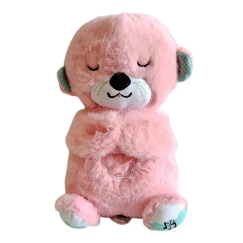 Beruhigende Tiere für Babys, Plüschspielzeug, atmender Bär, schlafender Begleiter, Ton und Licht, ausgestopfter Otter, Puppe, Geburtstagsgeschenk