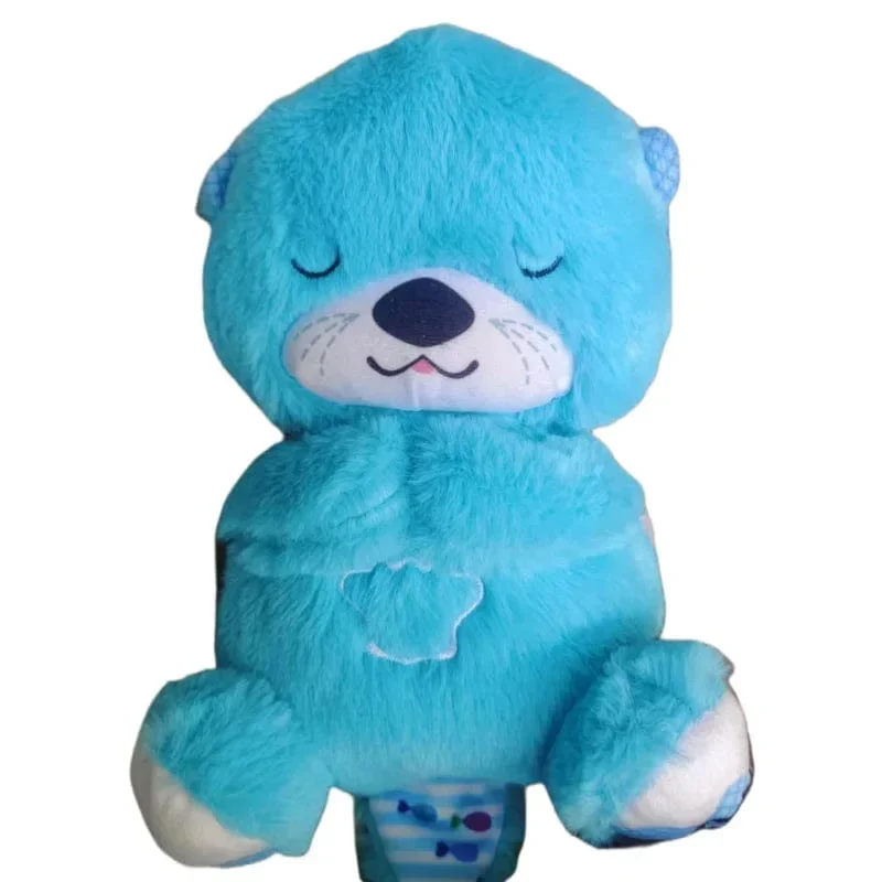 Beruhigende Tiere für Babys, Plüschspielzeug, atmender Bär, schlafender Begleiter, Ton und Licht, ausgestopfter Otter, Puppe, Geburtstagsgeschenk