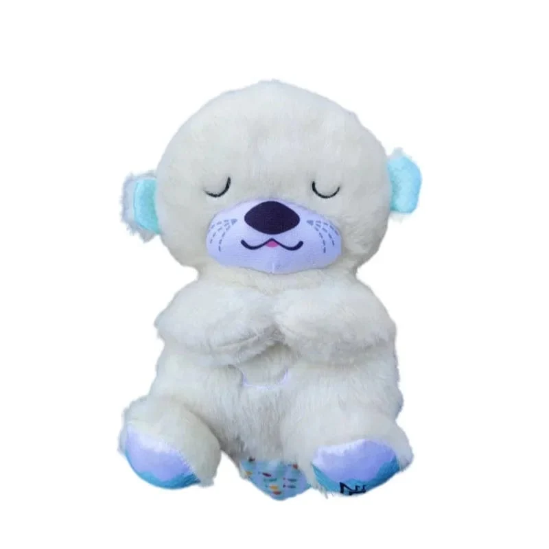 Beruhigende Tiere für Babys, Plüschspielzeug, atmender Bär, schlafender Begleiter, Ton und Licht, ausgestopfter Otter, Puppe, Geburtstagsgeschenk