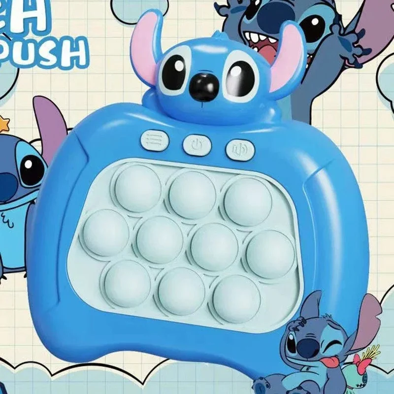 Lilo & Stitch Quick Push Game Pop Up Fidget Bubble Elektronisches Pop it Pro Spiel Licht Antistress Spielzeug für Erwachsene Kinder Geschenk mit Box