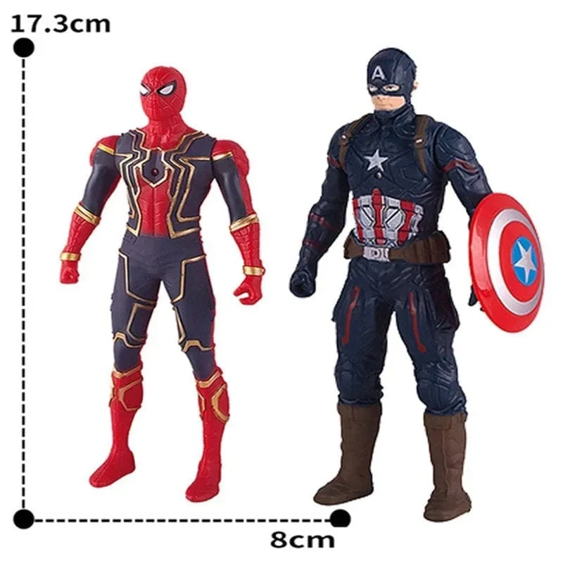 17 cm Kinderspielzeug Marvel Anime Figuren Spiderman Hulk Actionfigur Iron Man Cartoon Kinderspielzeug Weihnachtsgeschenk Glow Doll Hobbys