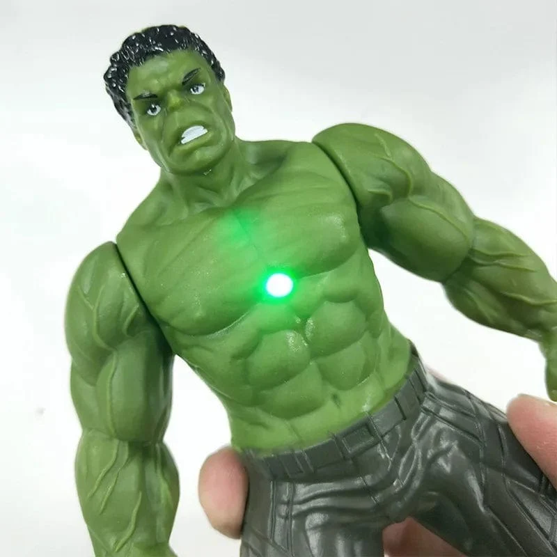 17 cm Kinderspielzeug Marvel Anime Figuren Spiderman Hulk Actionfigur Iron Man Cartoon Kinderspielzeug Weihnachtsgeschenk Glow Doll Hobbys