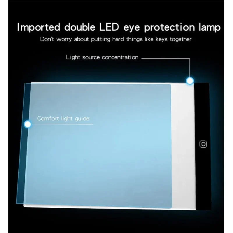 Großes Zeichen- und Kopierbrett im A4-Format, 3-stufig dimmbare LED-Licht-Maltabletten, Lernspielzeug für Kinder