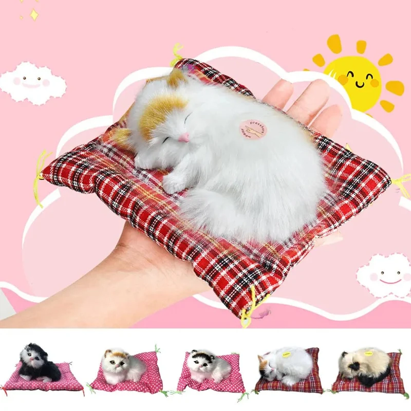 Simulation Plüschmatte Katzen-/Hundespielzeug Schlafender Neko Inu Gefülltes Plüsch-Haustierspielzeug mit Sound Schlafzimmer Tischplatte Autodekoration Kindergeschenke
