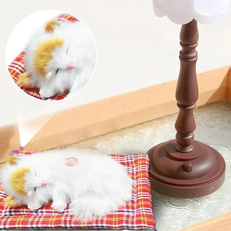 Simulation Plüschmatte Katzen-/Hundespielzeug Schlafender Neko Inu Gefülltes Plüsch-Haustierspielzeug mit Sound Schlafzimmer Tischplatte Autodekoration Kindergeschenke