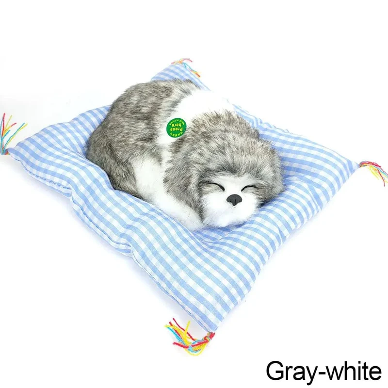 Simulation Plüschmatte Katzen-/Hundespielzeug Schlafender Neko Inu Gefülltes Plüsch-Haustierspielzeug mit Sound Schlafzimmer Tischplatte Autodekoration Kindergeschenke