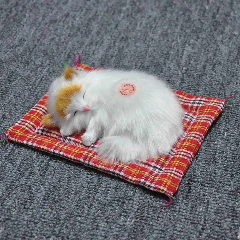Simulation Plüschmatte Katzen-/Hundespielzeug Schlafender Neko Inu Gefülltes Plüsch-Haustierspielzeug mit Sound Schlafzimmer Tischplatte Autodekoration Kindergeschenke