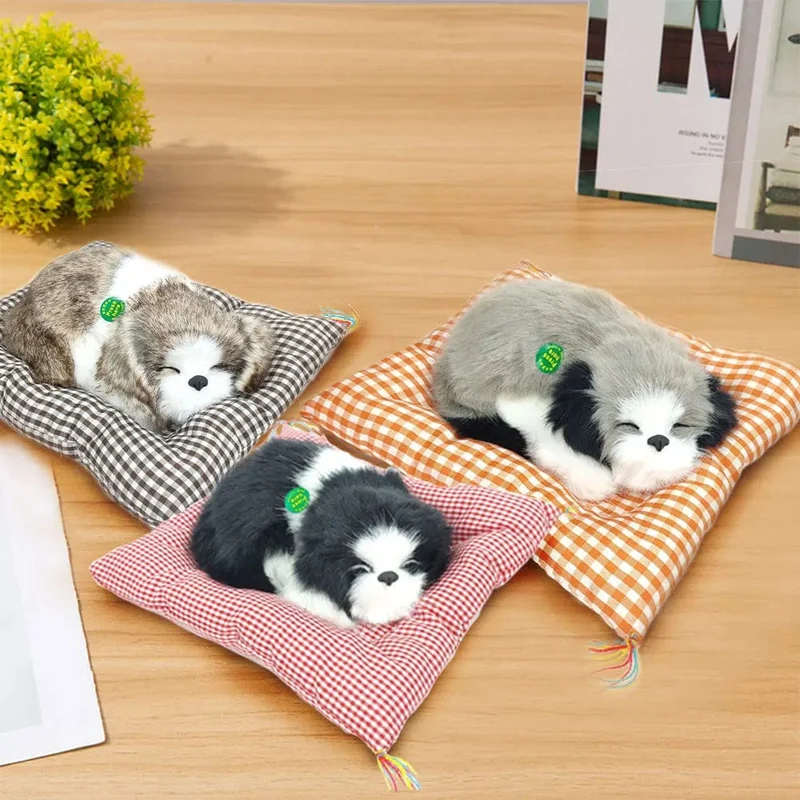 Simulation Plüschmatte Katzen-/Hundespielzeug Schlafender Neko Inu Gefülltes Plüsch-Haustierspielzeug mit Sound Schlafzimmer Tischplatte Autodekoration Kindergeschenke