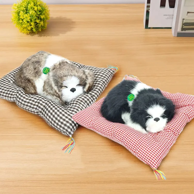 Simulation Plüschmatte Katzen-/Hundespielzeug Schlafender Neko Inu Gefülltes Plüsch-Haustierspielzeug mit Sound Schlafzimmer Tischplatte Autodekoration Kindergeschenke