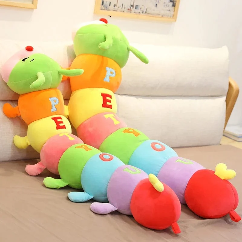 70 cm-110 cm Schönes, weiches, buntes Raupen-Plüschtierkissen für Kinder, ausgestopfte Plüschtiere, Wurm, weiche Plüschpuppe, Geburtstagsgeschenk