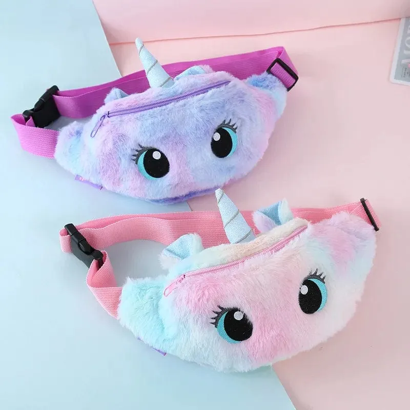 Kinder-Bauchtasche, süßes Einhorn-Plüschtier, Gürtel, Farbverlauf, Brusttasche, Cartoon-Münzengeldbörse, Reise-Brusttasche, Mädchen-Hüfttasche