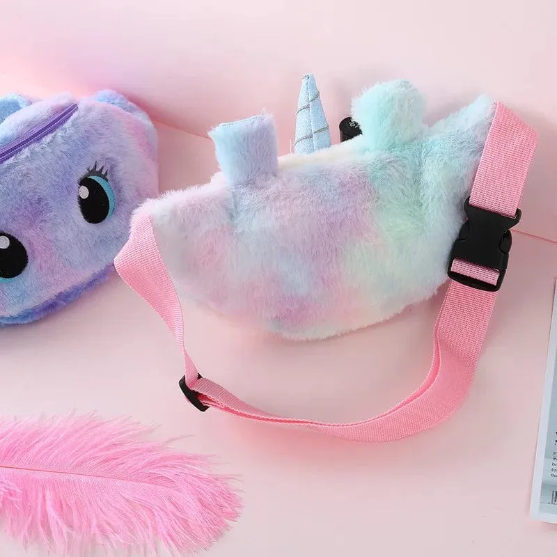 Kinder-Bauchtasche, süßes Einhorn-Plüschtier, Gürtel, Farbverlauf, Brusttasche, Cartoon-Münzengeldbörse, Reise-Brusttasche, Mädchen-Hüfttasche