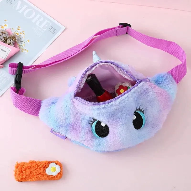 Kinder-Bauchtasche, süßes Einhorn-Plüschtier, Gürtel, Farbverlauf, Brusttasche, Cartoon-Münzengeldbörse, Reise-Brusttasche, Mädchen-Hüfttasche