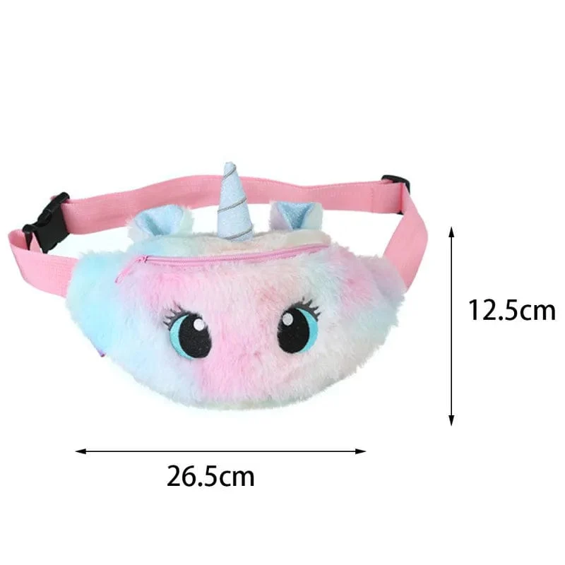Kinder-Bauchtasche, süßes Einhorn-Plüschtier, Gürtel, Farbverlauf, Brusttasche, Cartoon-Münzengeldbörse, Reise-Brusttasche, Mädchen-Hüfttasche